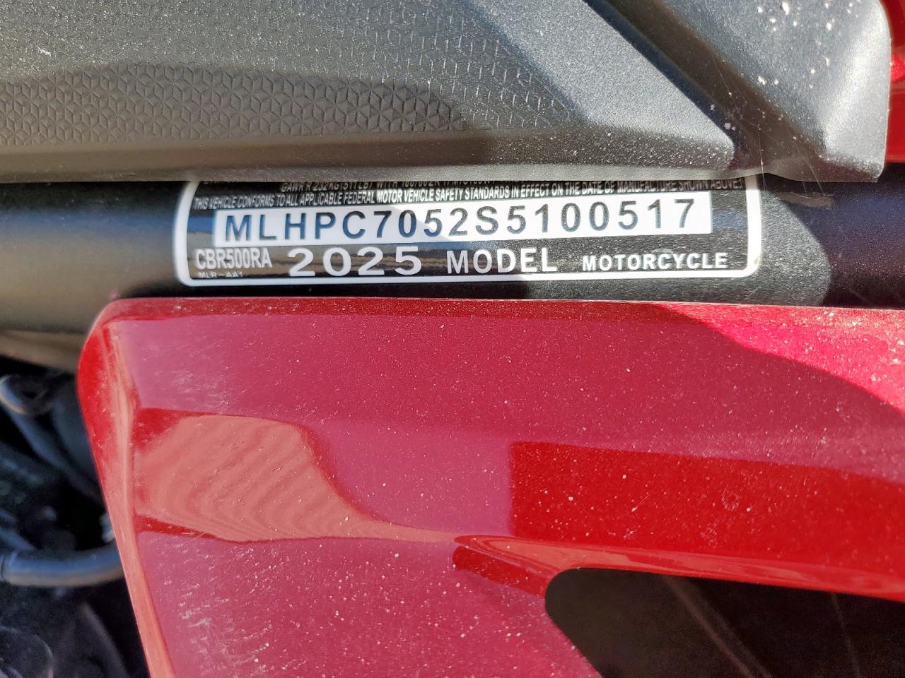 2025 Honda Cbr500 Ra VIN: MLHPC7052S5100517 Lot: 82411235