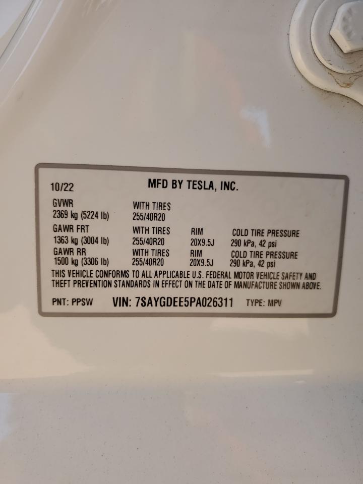 2023 Tesla Model Y VIN: 7SAYGDEE5PA026311 Lot: 90147165
