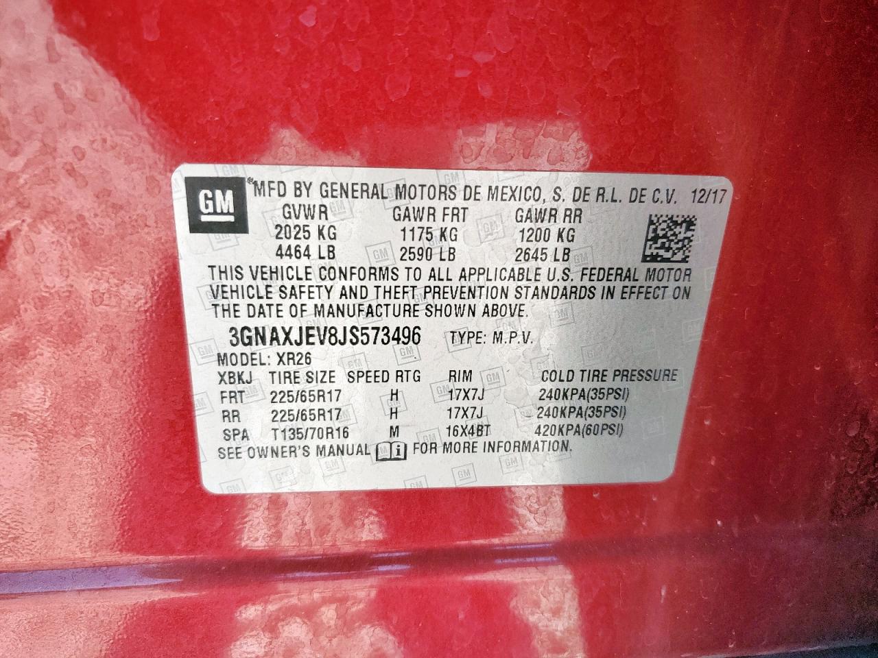 2018 Chevrolet Equinox Lt VIN: 3GNAXJEV8JS573496 Lot: 82458695