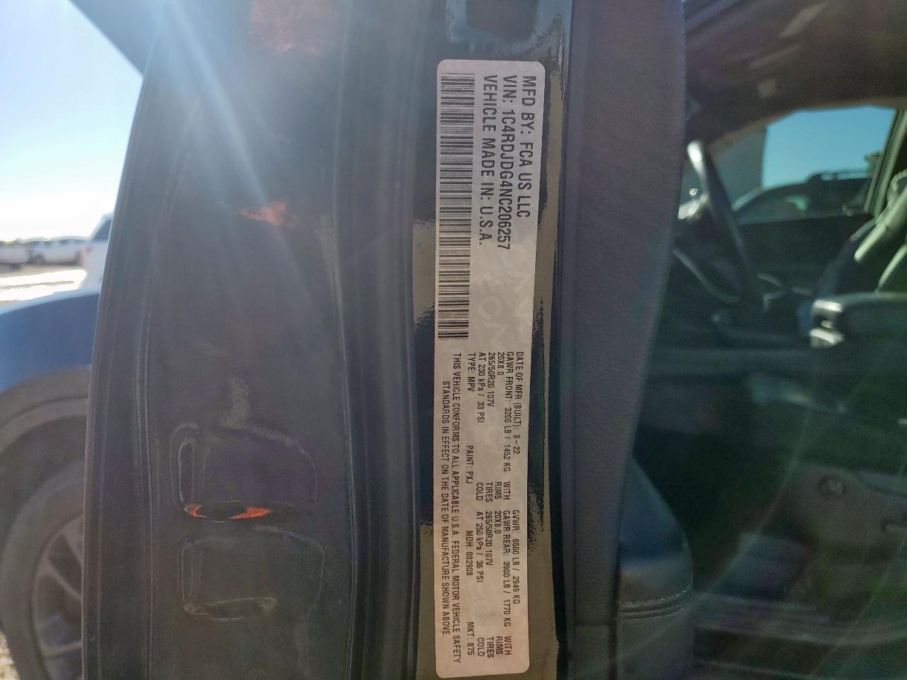 2022 Dodge Durango Gt VIN: 1C4RDJDG4NC206257 Lot: 90953435