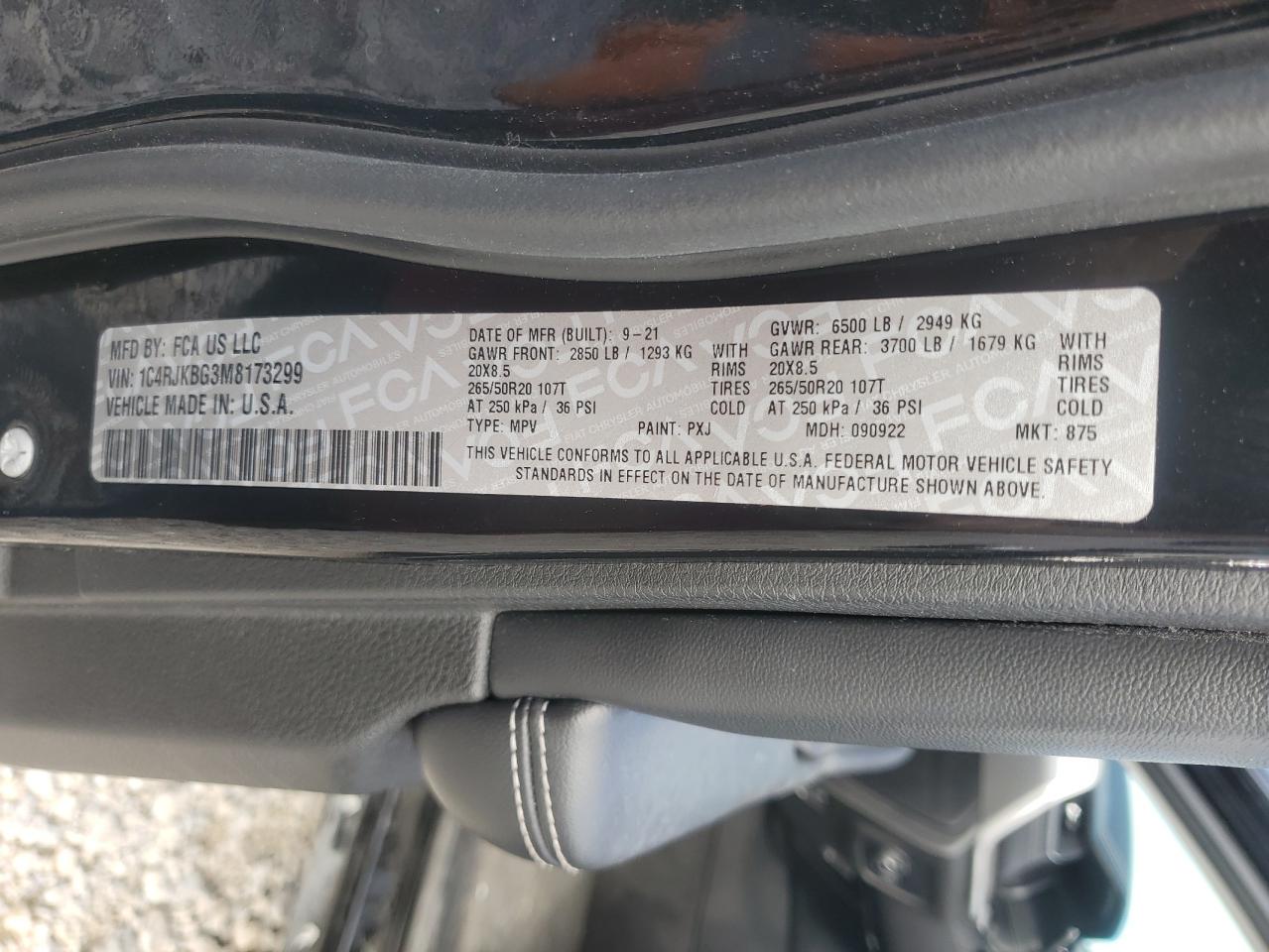 2021 Jeep Grand Cherokee L Limited VIN: 1C4RJKBG3M8173299 Lot: 85663475