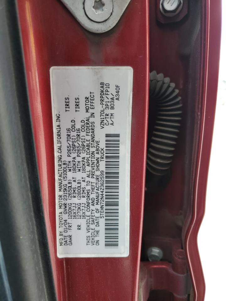 2004 Toyota Tacoma Double Cab VIN: 5TEHN72N44Z362599 Lot: 82241255