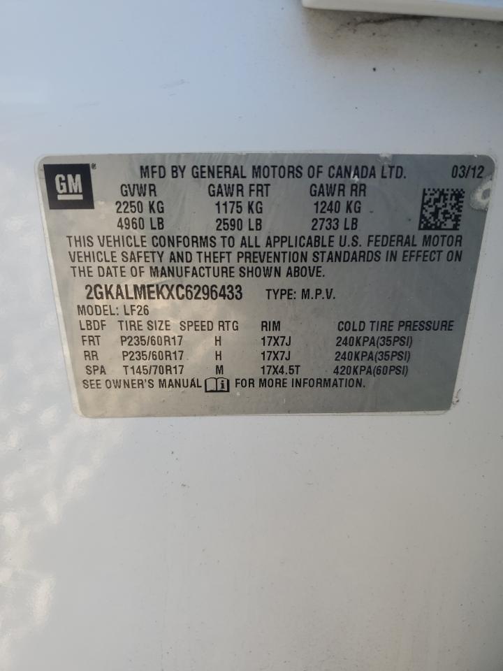 2012 GMC Terrain Sle VIN: 2GKALMEKXC6296433 Lot: 86159425