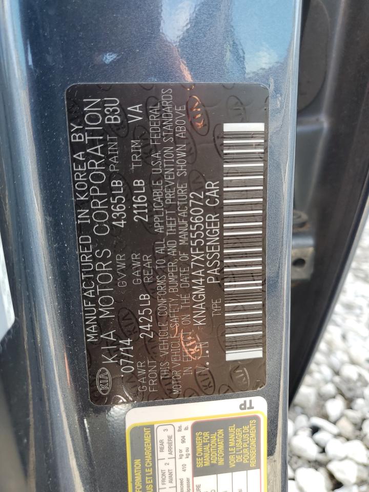 2015 Kia Optima Lx VIN: KNAGM4A7XF5556072 Lot: 85493765