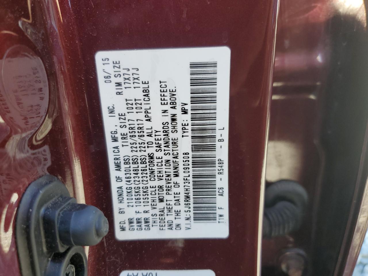 2015 Honda Cr-V Exl VIN: 5J6RM4H73FL090508 Lot: 82391455