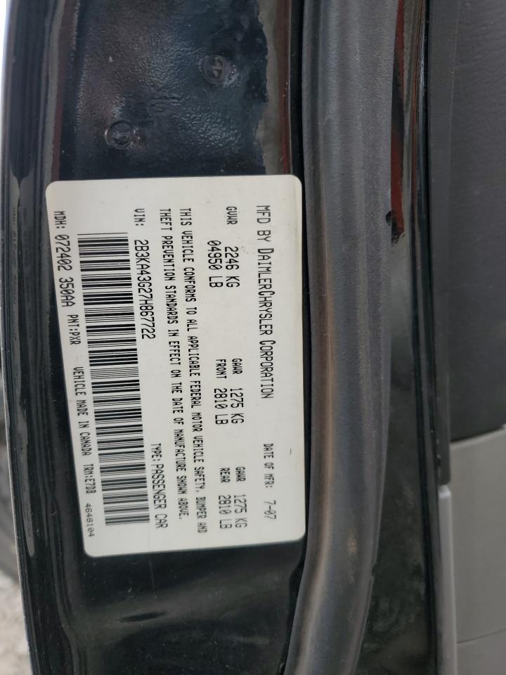 2007 Dodge Charger Se VIN: 2B3KA43G27H867722 Lot: 90274805