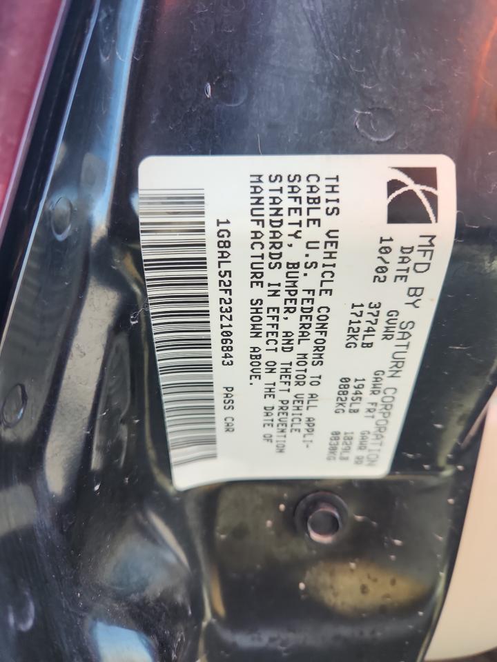 2003 Saturn Ion Level 3 VIN: 1G8AL52F23Z106843 Lot: 84808985