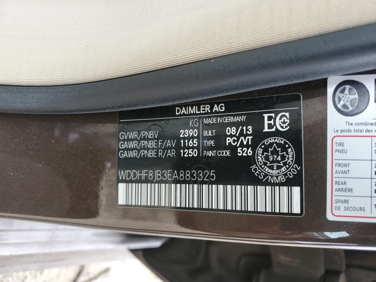 2014 Mercedes-Benz E 350 4Matic VIN: WDDHF8JB3EA883325 Lot: 81685075