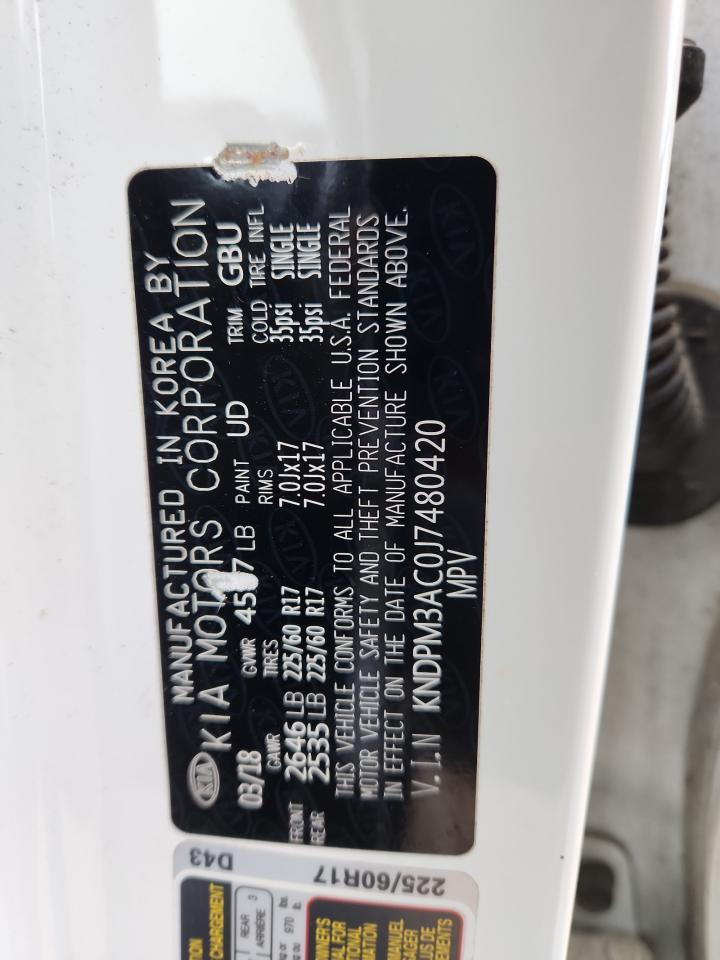 2018 Kia Sportage Lx VIN: KNDPM3AC0J7480420 Lot: 84997665