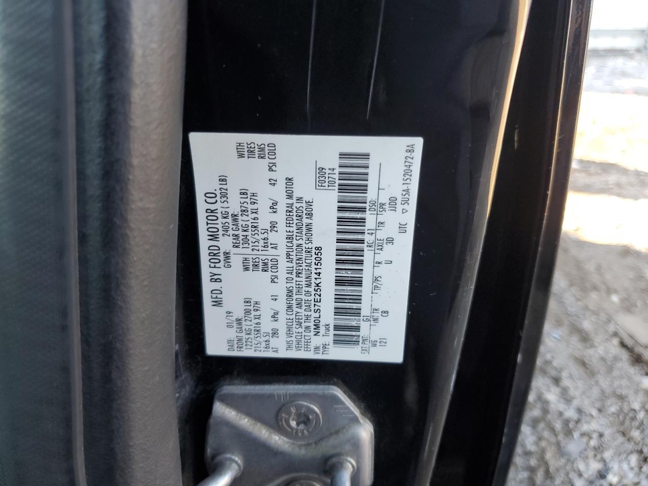 2019 Ford Transit Connect Xl VIN: NM0LS7E25K1415058 Lot: 82536355