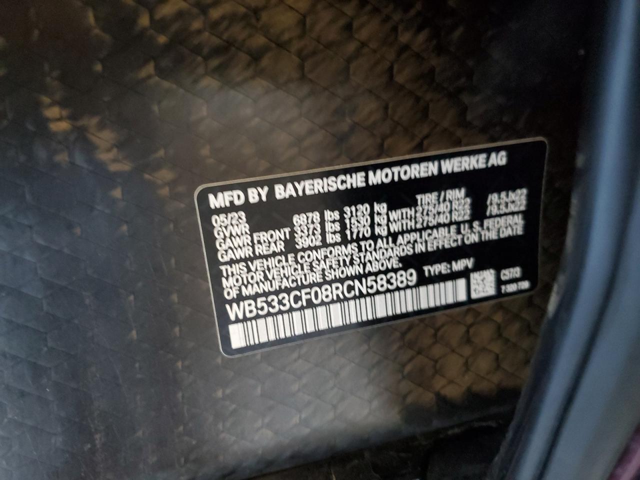 2024 BMW Ix M60 VIN: WB533CF08RCN58389 Lot: 87280935