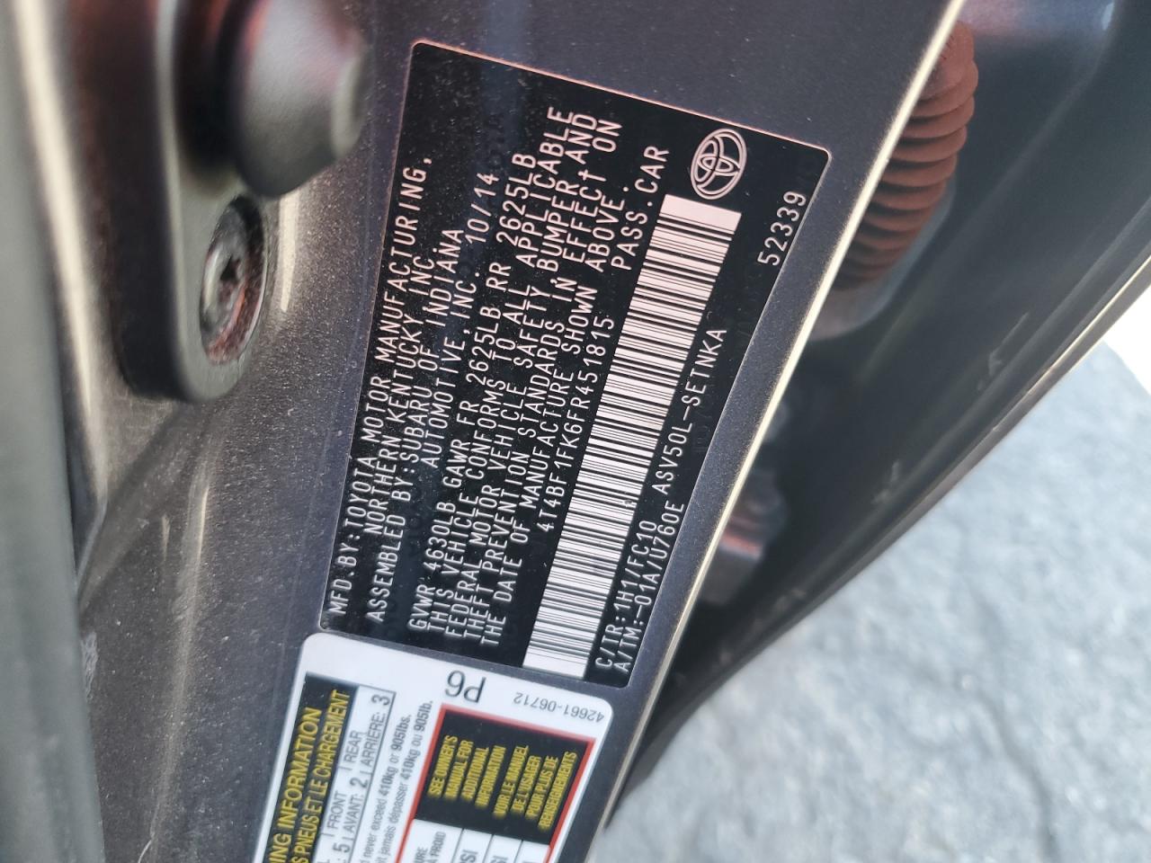 2015 Toyota Camry Le VIN: 4T4BF1FK6FR451815 Lot: 82371635
