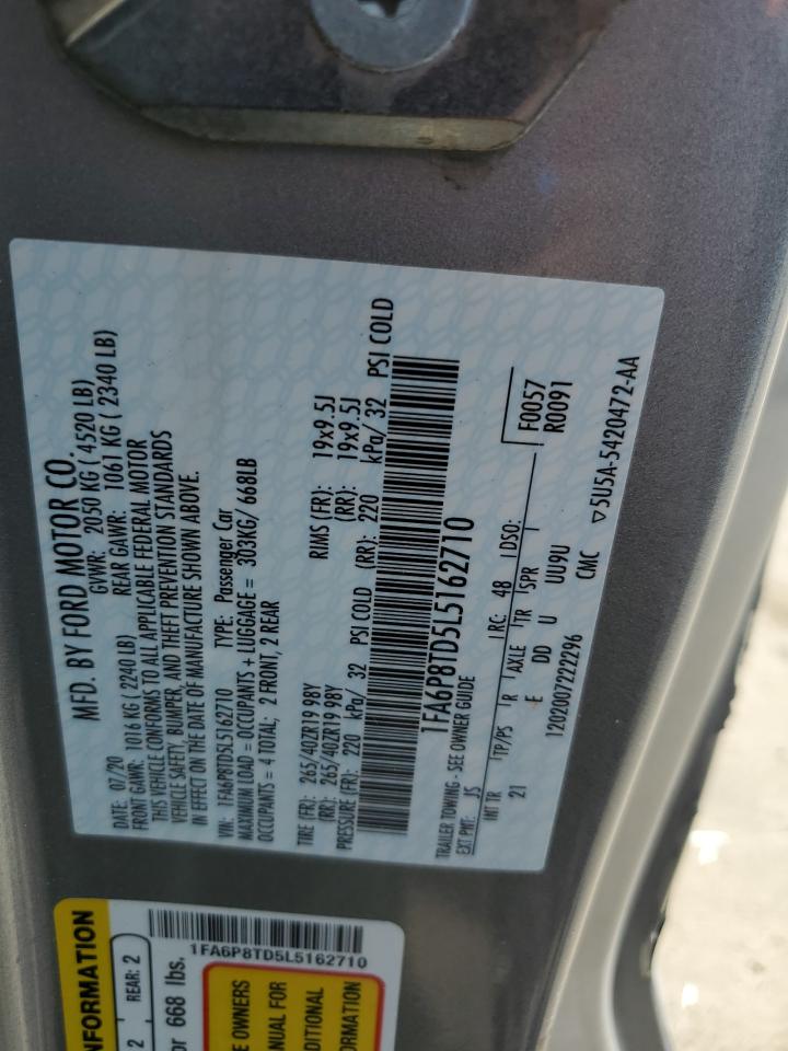 2020 Ford Mustang VIN: 1FA6P8TD5L5162710 Lot: 89522595
