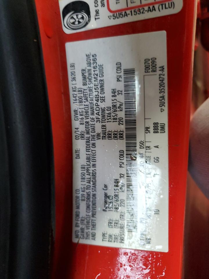 2014 Ford Fiesta Se VIN: 3FADP4BJ5EM216365 Lot: 90596095