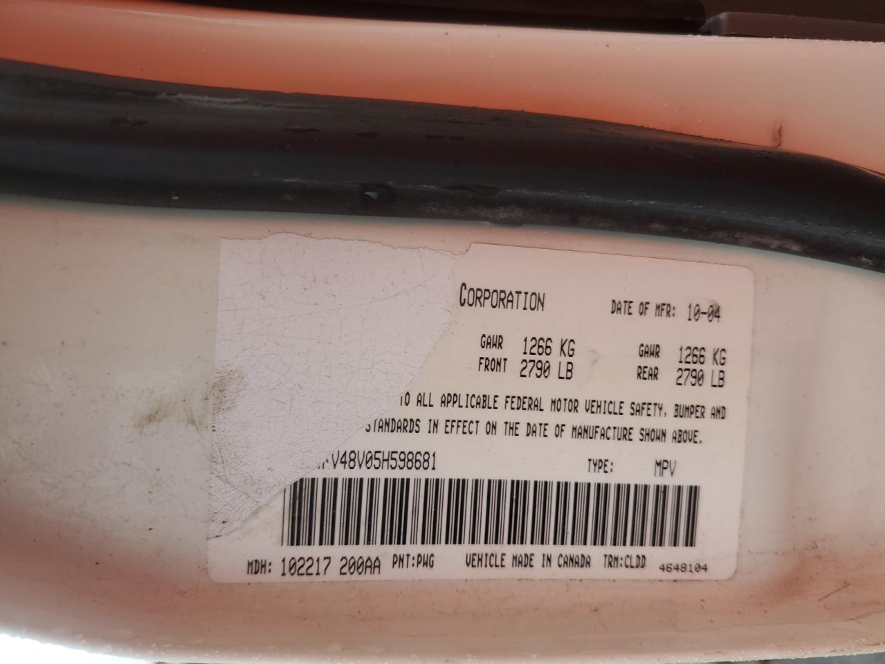 2005 Dodge Magnum Sxt VIN: 2D4FV48V05H598681 Lot: 90519505