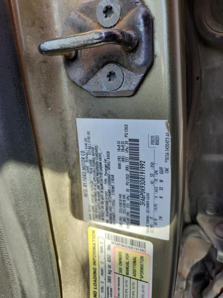 2013 Ford Fusion Titanium VIN: 3FA6P0K93DR191992 Lot: 82389335