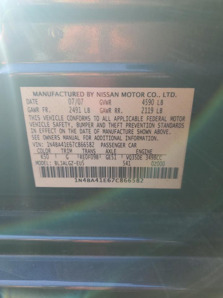 2007 Nissan Maxima Se VIN: 1N4BA41E67C866582 Lot: 86603195