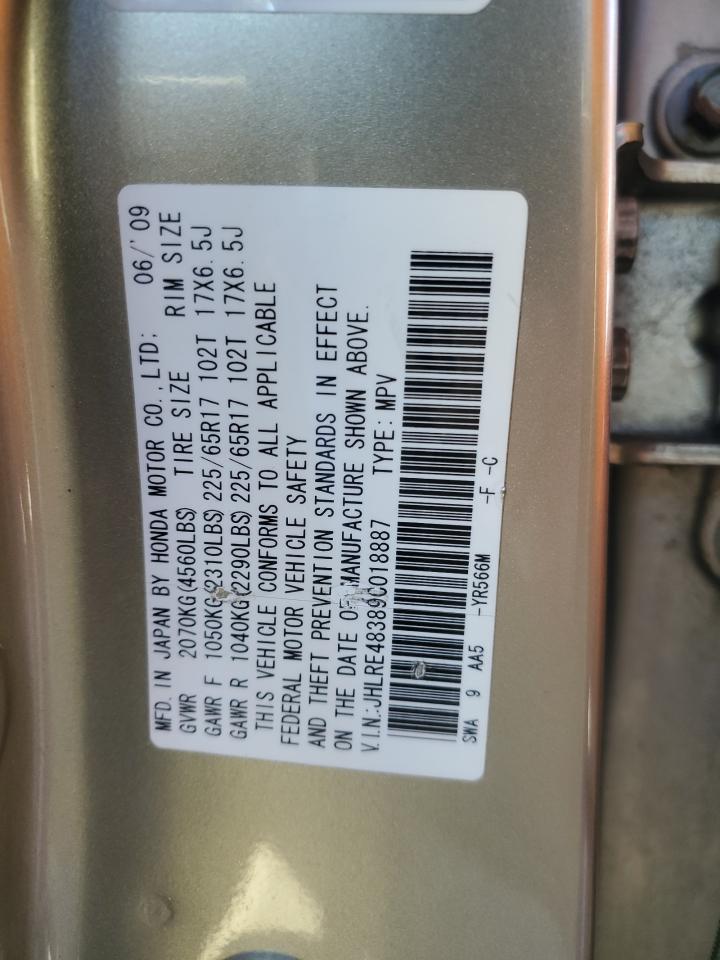 2009 Honda Cr-V Lx VIN: JHLRE48389C018887 Lot: 87125535