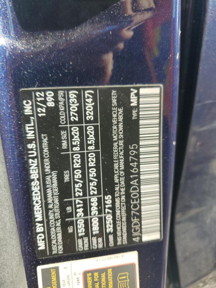 2013 Mercedes-Benz Gl 450 4Matic VIN: 4JGDF7CE0DA164795 Lot: 83830205