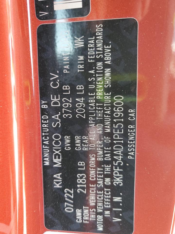 2023 Kia Forte Gt Line VIN: 3KPF54AD1PE519600 Lot: 85741085