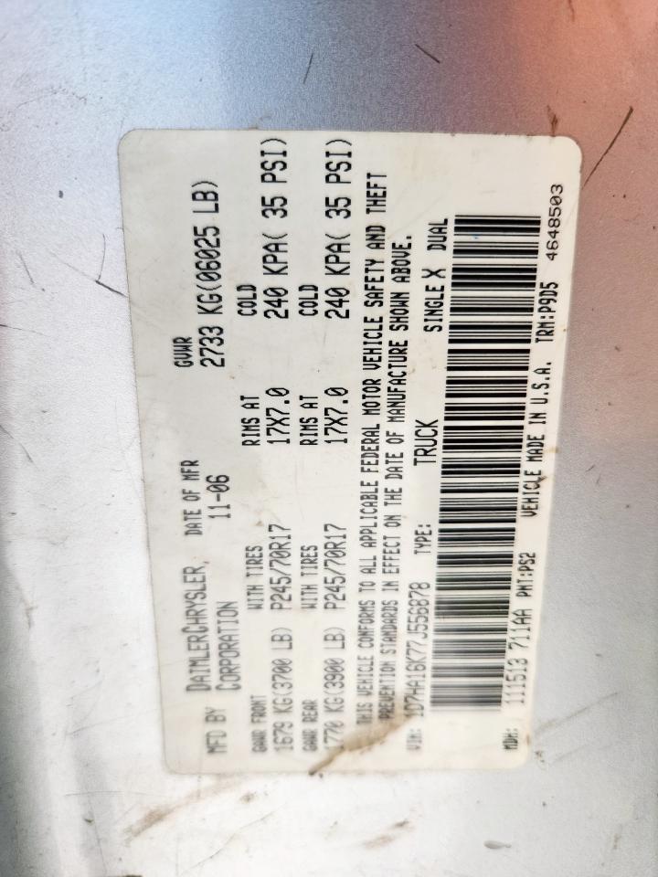 2007 Dodge Ram 1500 St VIN: 1D7HA16K77J556878 Lot: 82300225