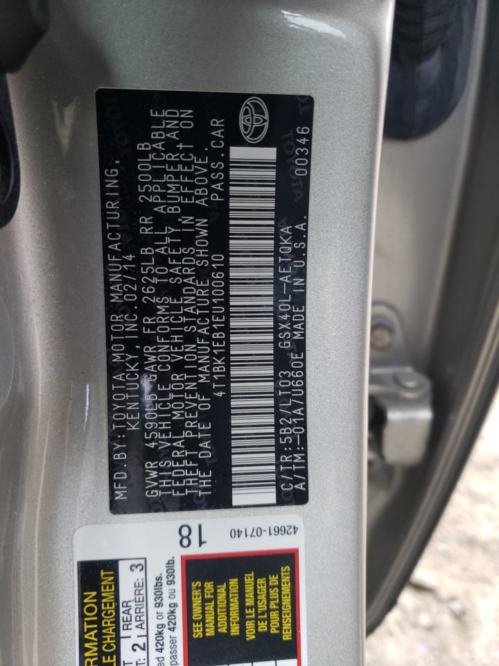 2014 Toyota Avalon Base VIN: 4T1BK1EB1EU100610 Lot: 89676915