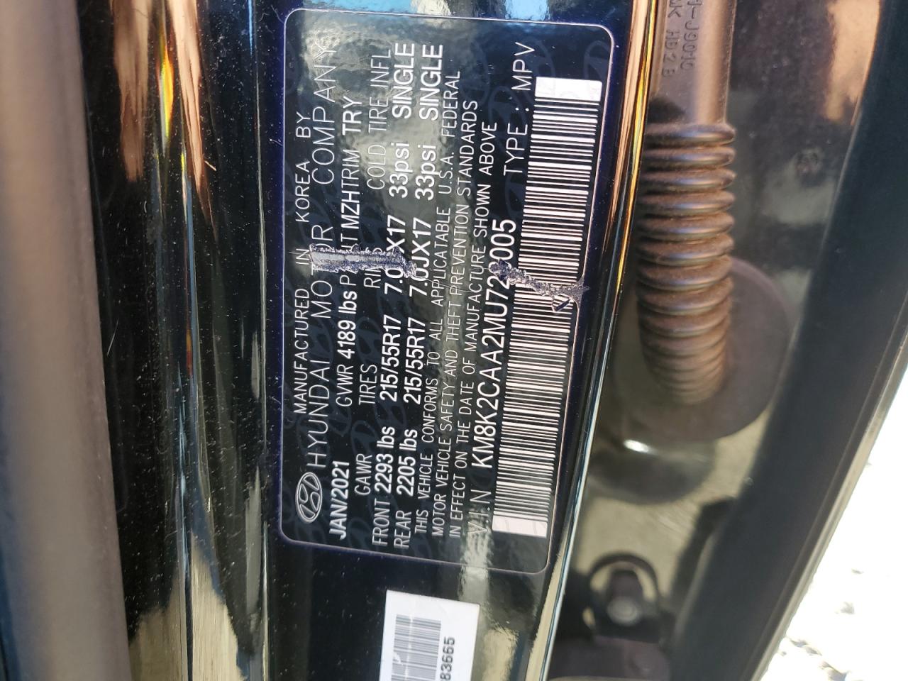 2021 Hyundai Kona Sel VIN: KM8K2CAA2MU728005 Lot: 84794635