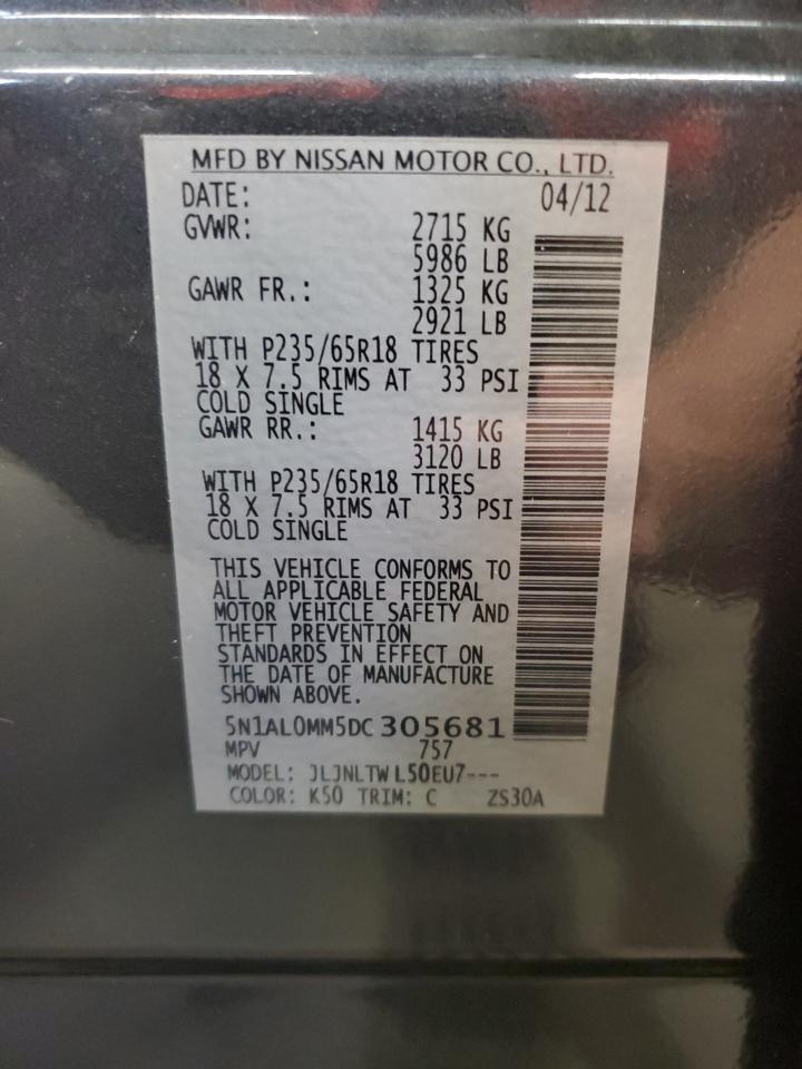 2013 Infiniti Jx35 VIN: 5N1AL0MM5DC305681 Lot: 90854495