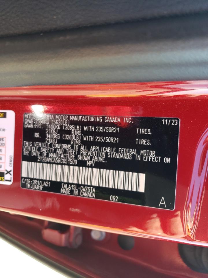 2024 Lexus Rx 350 Base VIN: 2T2BAMCA5RC051509 Lot: 89475605