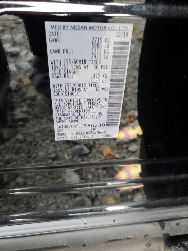 2020 Nissan Pathfinder Sl VIN: 5N1DR2CM7LC586230 Lot: 85659745