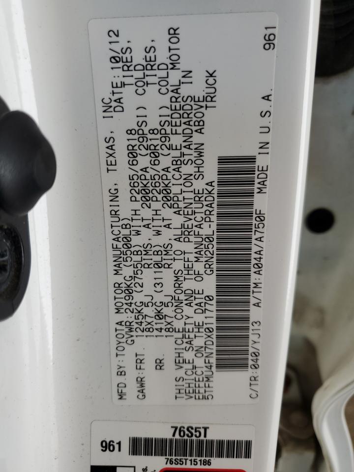 2013 Toyota Tacoma Double Cab Long Bed VIN: 5TFMU4FN7DX011770 Lot: 85565015