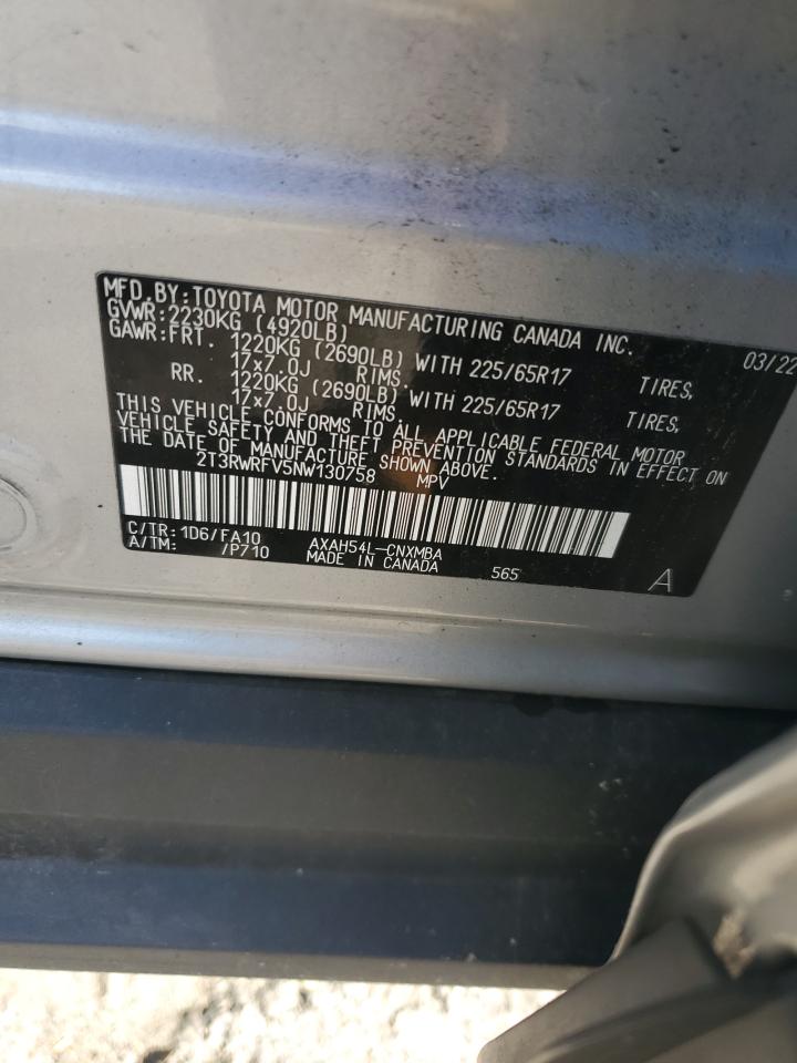 2022 Toyota Rav4 Xle VIN: 2T3RWRFV5NW130758 Lot: 86121585