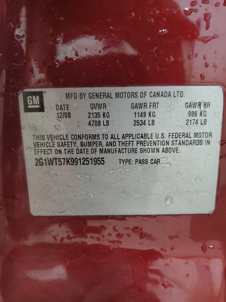 2009 Chevrolet Impala 1Lt VIN: 2G1WT57K991251955 Lot: 85522215