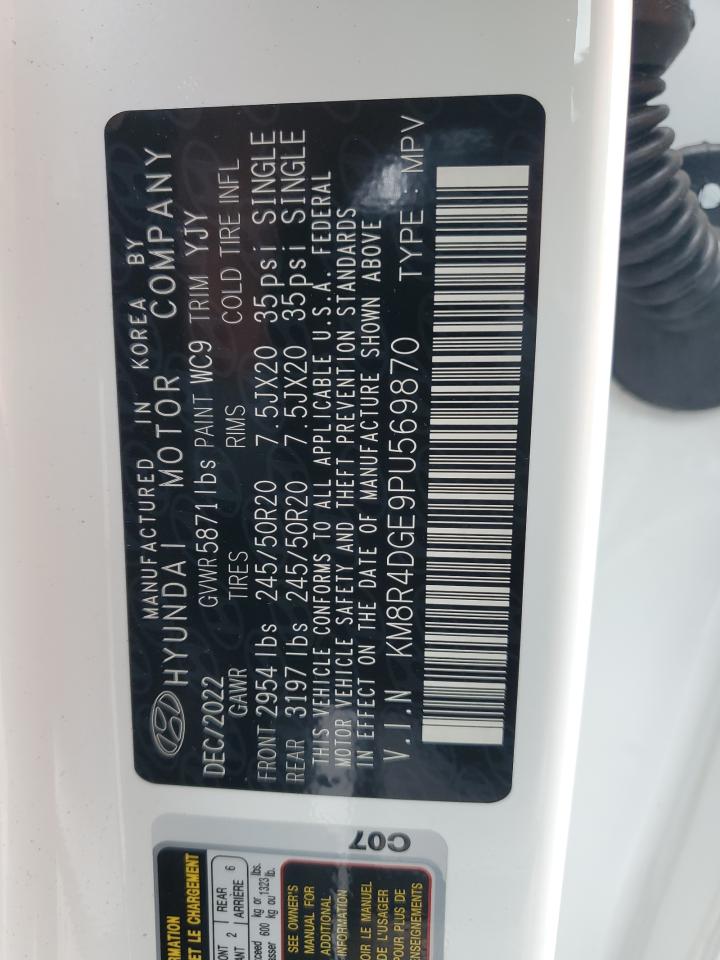 2023 Hyundai Palisade Sel Premium VIN: KM8R4DGE9PU569870 Lot: 85506835