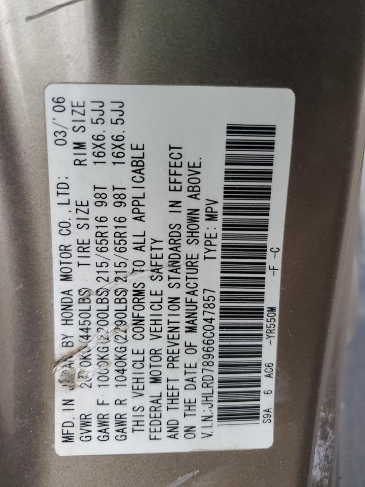 2006 Honda Cr-V Se VIN: JHLRD78966C047857 Lot: 82725985