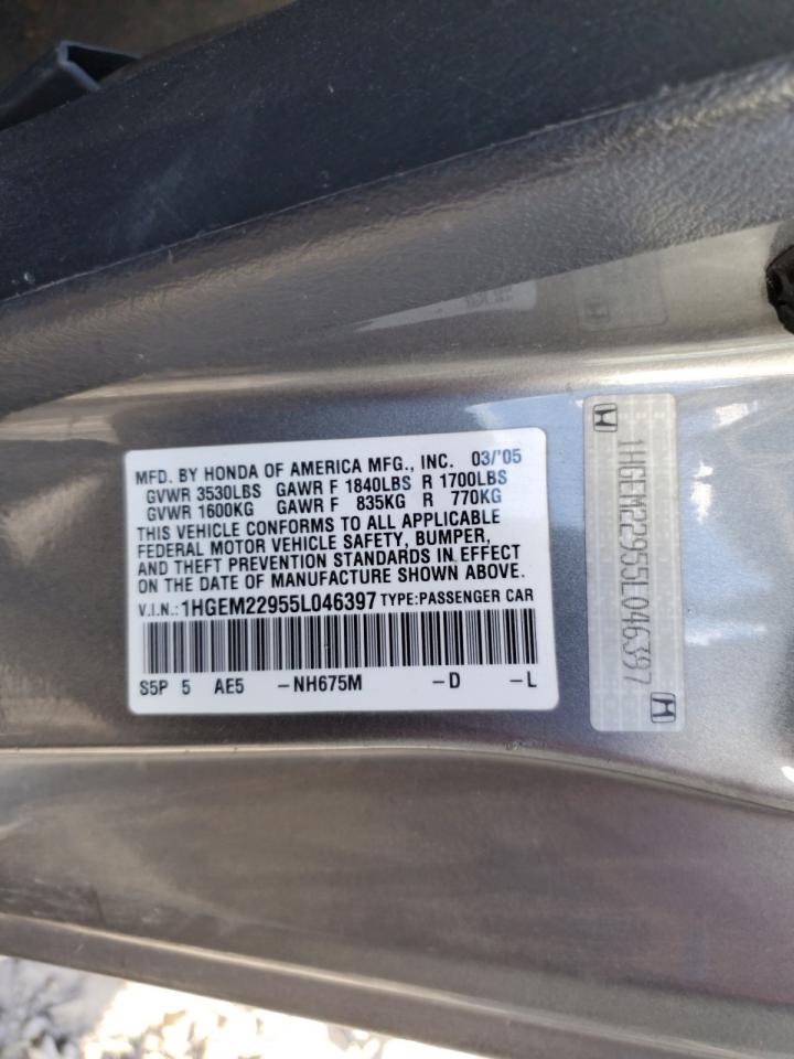 2005 Honda Civic Ex VIN: 1HGEM22955L046397 Lot: 90817125
