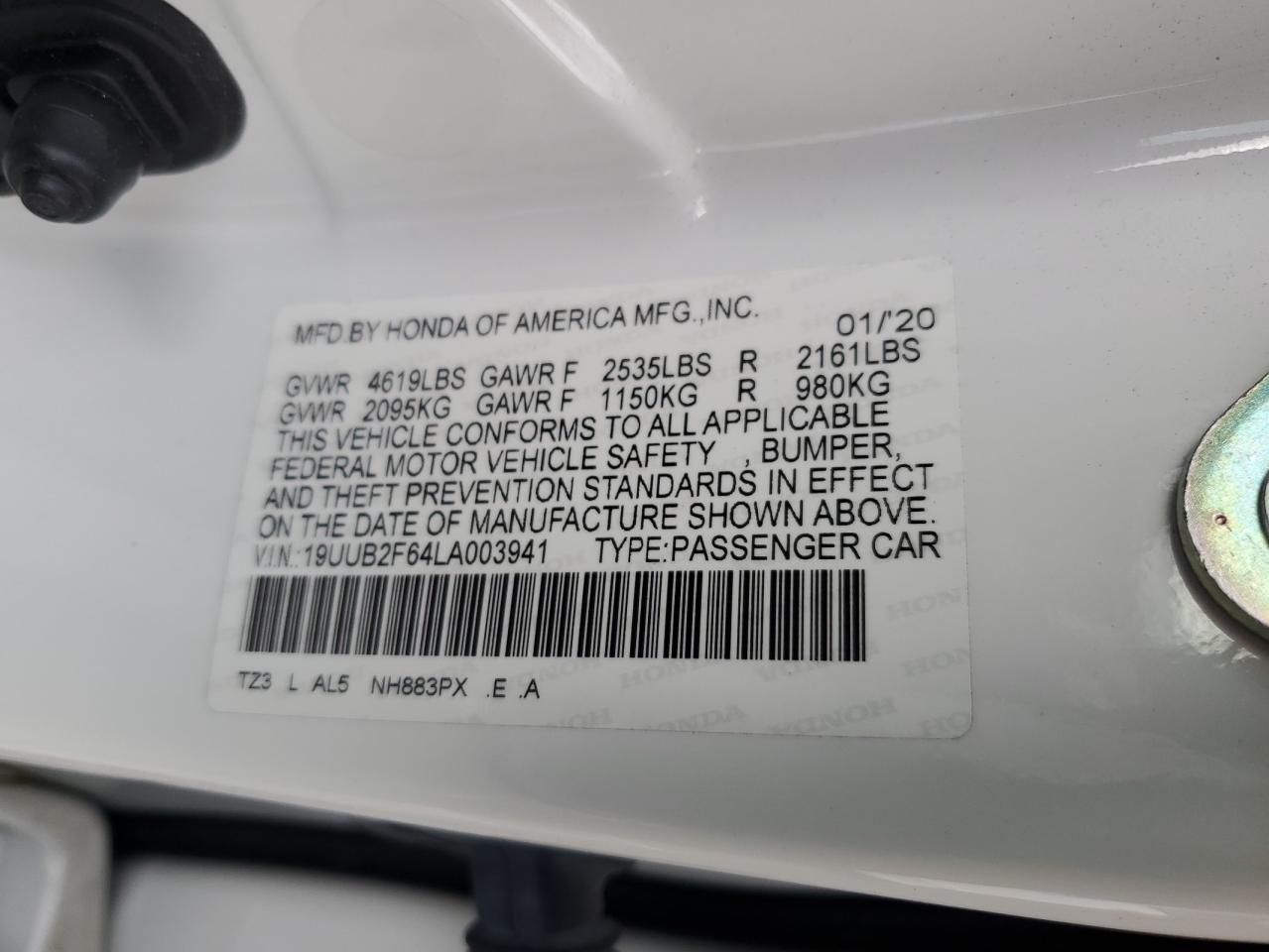 2020 Acura Tlx Technology VIN: 19UUB2F64LA003941 Lot: 85897915