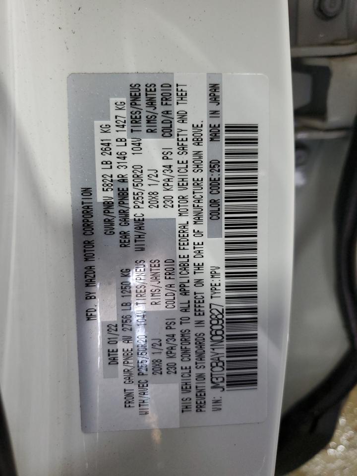 2022 Mazda Cx-9 Touring Plus VIN: JM3TCBAY1N0609827 Lot: 86508025