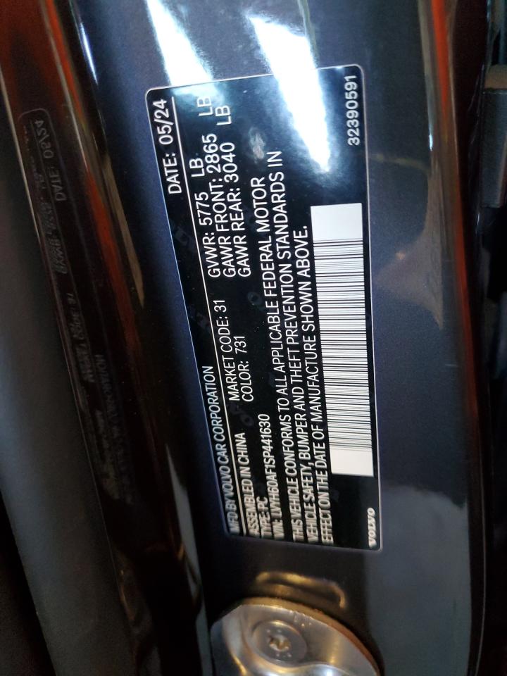 2025 Volvo S90 Ultra VIN: LVYH60AF1SP441630 Lot: 86305325