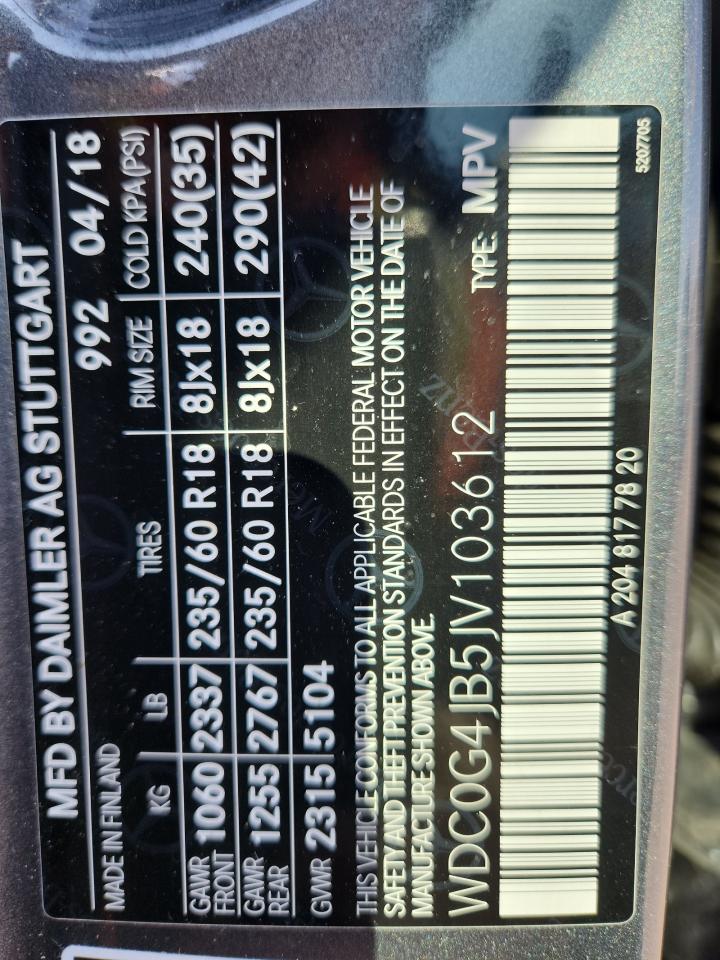 2018 Mercedes-Benz Glc 300 VIN: WDC0G4JB5JV103612 Lot: 90551105