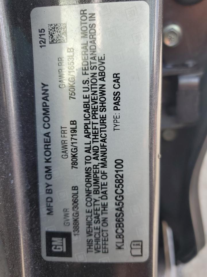 2016 Chevrolet Spark Ls VIN: KL8CB6SA5GC582100 Lot: 85660625