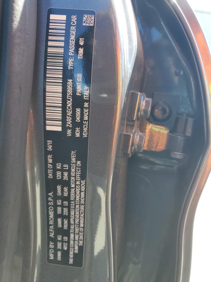 2018 Alfa Romeo Giulia Ti VIN: ZARFAECNXJ7589584 Lot: 86185725