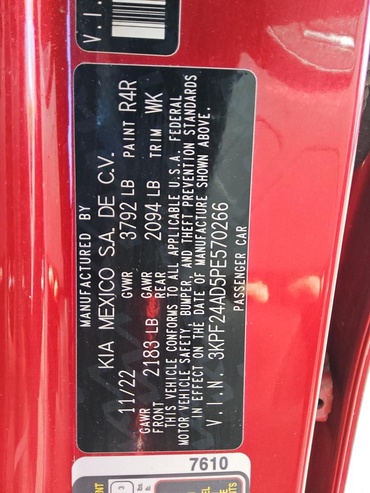 2023 Kia Forte Lx VIN: 3KPF24AD5PE570266 Lot: 86138635