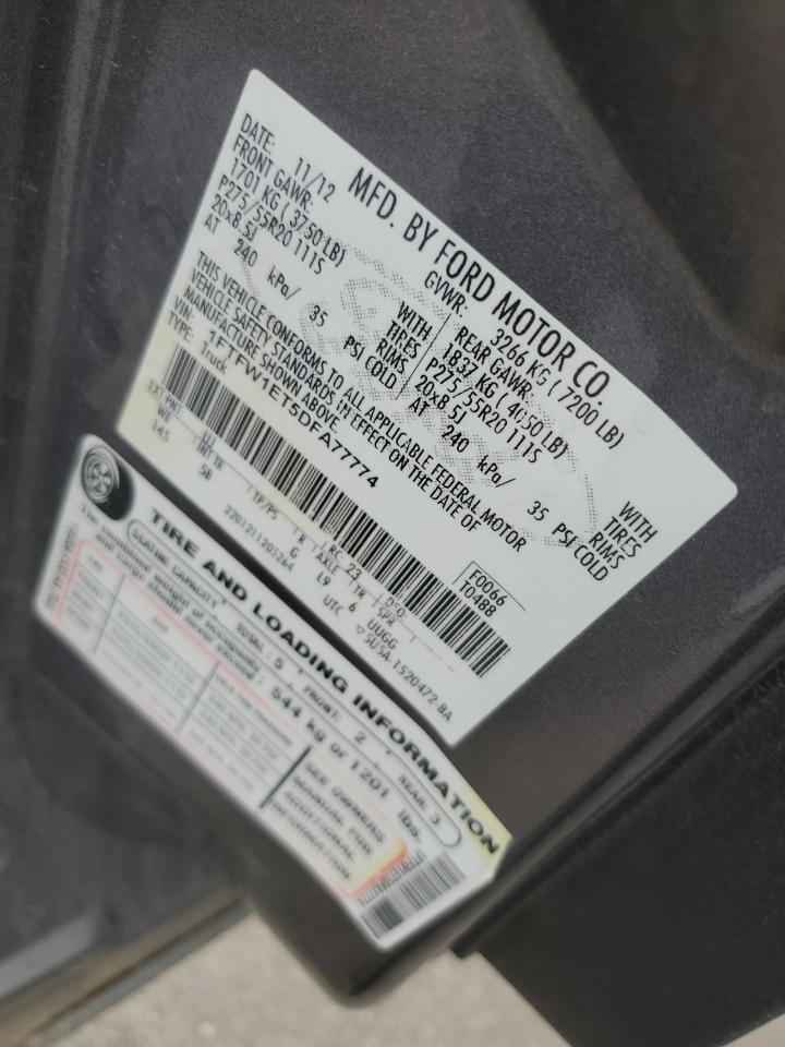 2013 Ford F150 Supercrew VIN: 1FTFW1ET5DFA77774 Lot: 82003475