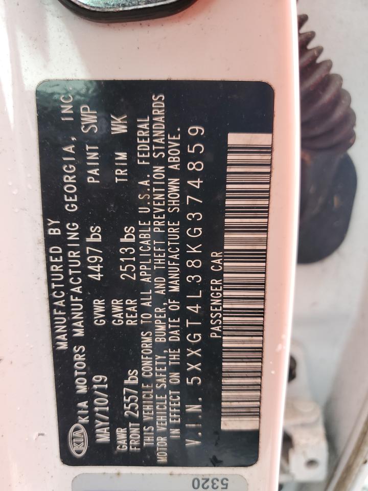 2019 Kia Optima Lx VIN: 5XXGT4L38KG374859 Lot: 85896405