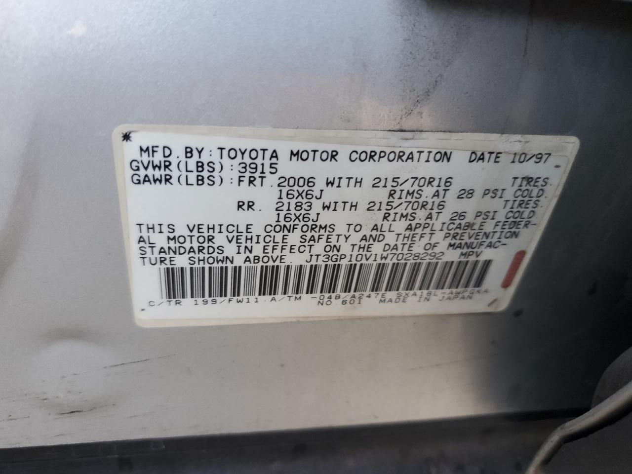 1998 Toyota Rav4 VIN: JT3GP10V1W7028292 Lot: 85190735