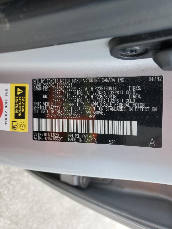 2012 Lexus Rx 350 VIN: 2T2BK1BA9CC153562 Lot: 90375785