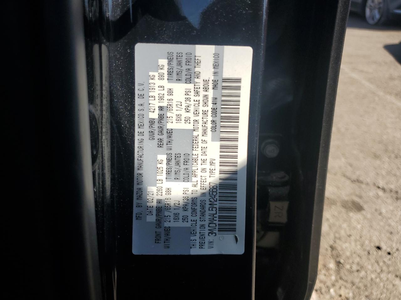 2021 Mazda Cx-30 VIN: 3MVDMAAL5MM245687 Lot: 84938985