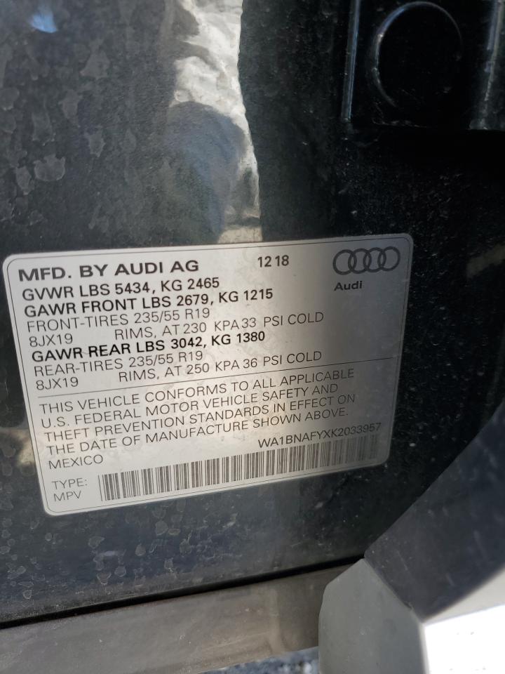 2019 Audi Q5 Premium Plus VIN: WA1BNAFYXK2033957 Lot: 85902235