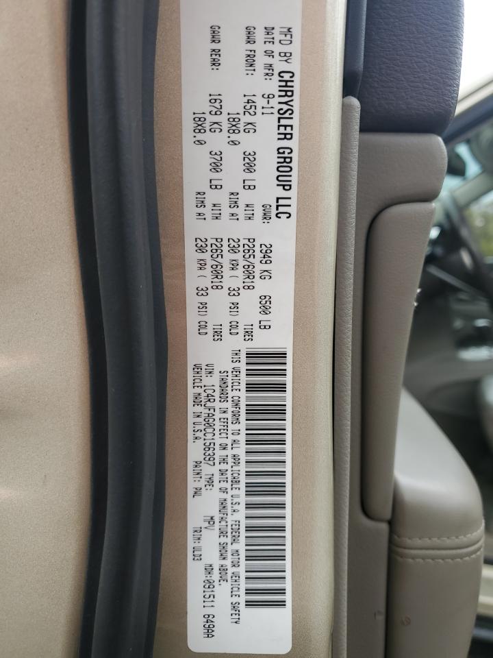 2012 Jeep Grand Cherokee Laredo VIN: 1C4RJFAG0CC156397 Lot: 87400775